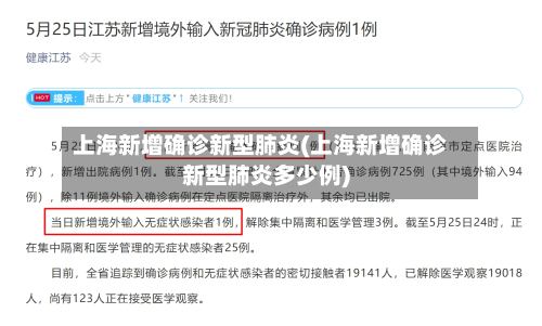 上海新增确诊新型肺炎(上海新增确诊新型肺炎多少例)-第3张图片