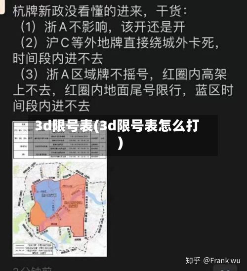 3d限号表(3d限号表怎么打)