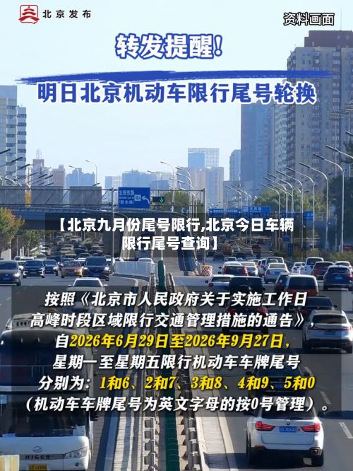 【北京九月份尾号限行,北京今日车辆限行尾号查询】