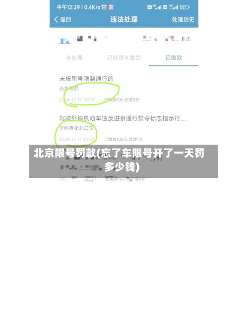 北京限号罚款(忘了车限号开了一天罚多少钱)