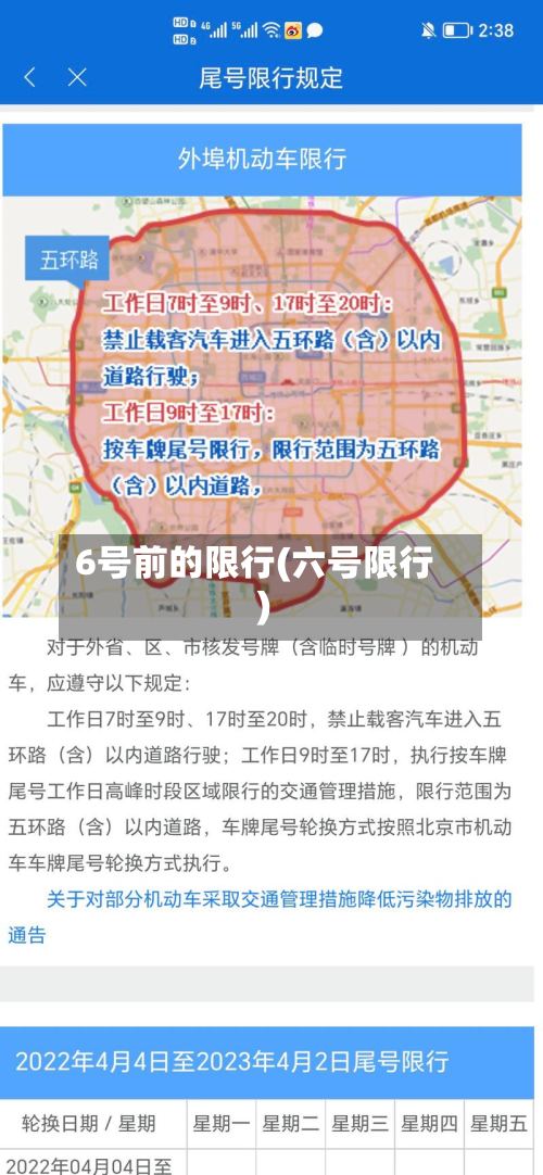 6号前的限行(六号限行)